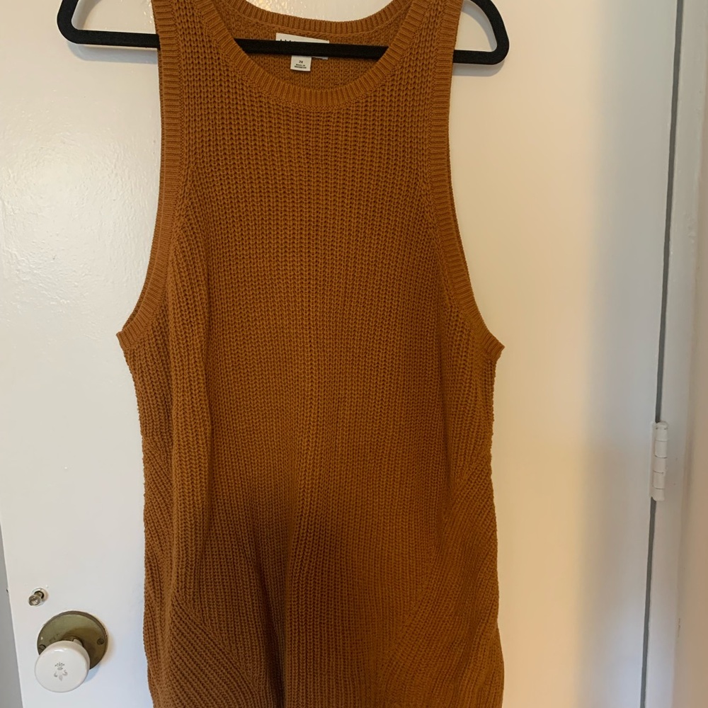 Ava & Viv Cozy Knit Sleeveless Tunic in Burnt Orange